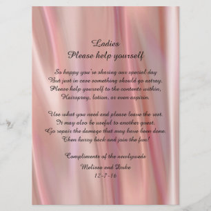 Invitation Panneau de corbeille de mariage en satin rose