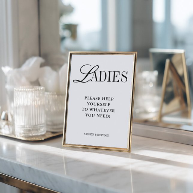 Invitation Panneau de corbeille de salle de bain élégante et  (Elegant Minimalist Ladies Bathroom Basket Sign)