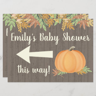 Invitation Panneau de direction du Baby shower Citrouille Aut