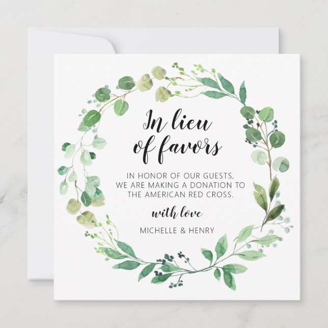 Invitation Panneau de don de mariage en remplacement des fave (Devant)