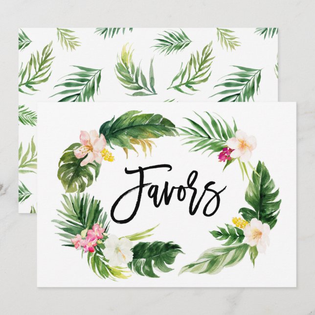 Invitation Panneau de Faveurs de Couronne Florale Tropicale A (Devant / Derrière)