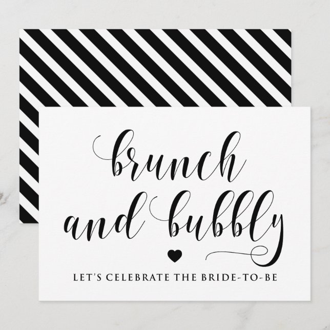 Invitation Panneau de Fête des mariées de Brunch et Bubbly à  (Devant / Derrière)