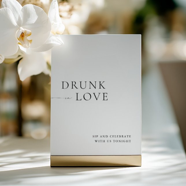 Invitation Panneau de la barre de Mariage moderne White Drunt (Modern White Drunk in Love Wedding Bar Sign)