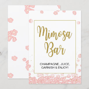 Invitation Panneau de la barre Mimosa Fête des mariées rose