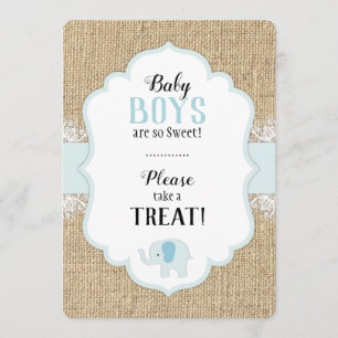Invitation Panneau de la table de Baby shower bleu de dentell
