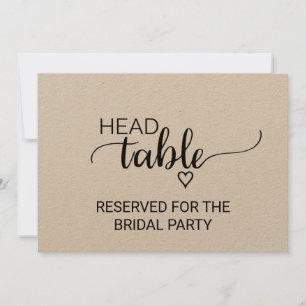 Invitation Panneau de la table de tête du Mariage Faux Kraft