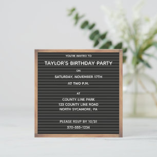 Invitation Panneau de lettre noir pour toute occasion personn