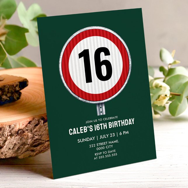 Invitation Panneau de limitation de vitesse pour 16 ans - TOU (Créateur téléchargé)