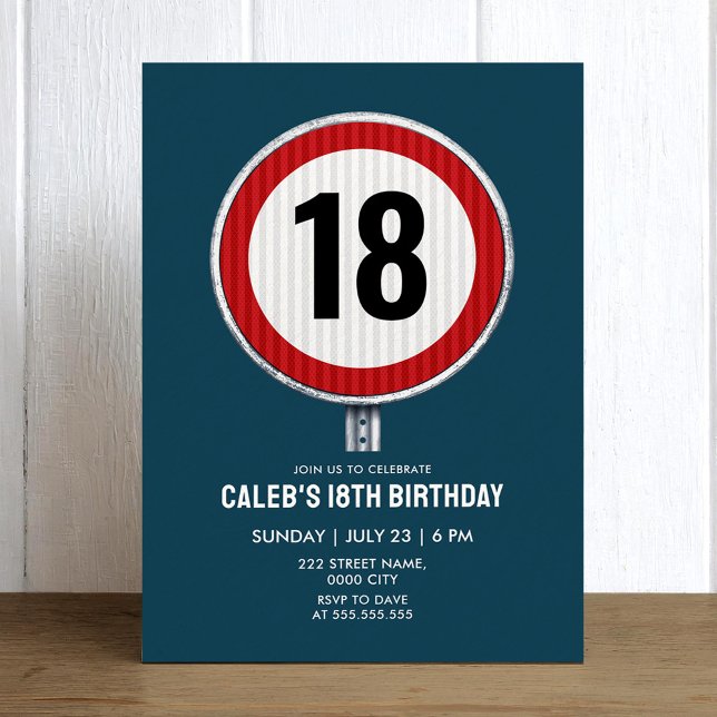 Invitation Panneau de limitation de vitesse pour 18 ans - TOU (Créateur téléchargé)