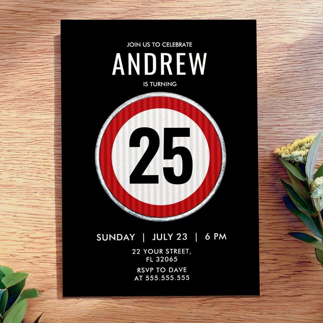 Invitation Panneau de limitation de vitesse pour 25e annivers (Créateur téléchargé)