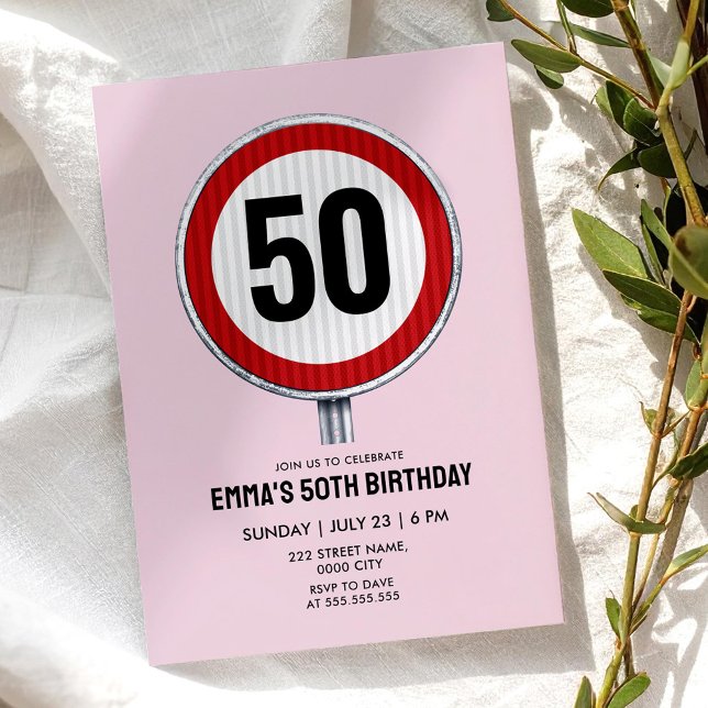Invitation Panneau de limitation de vitesse pour 50e annivers (Créateur téléchargé)