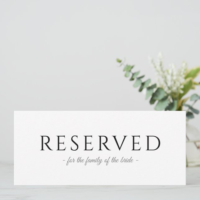 Invitation Panneau de mariage à typographie simple réservé su (Debout devant)