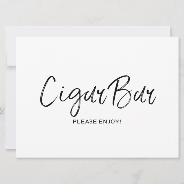 Invitation Panneau de mariage "Bar cigare" | lettrage élégant (Devant)