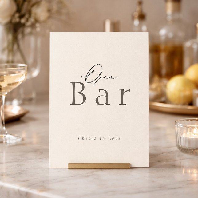 Invitation Panneau de mariage Bar ouvert Taupe élégant (Créateur téléchargé)