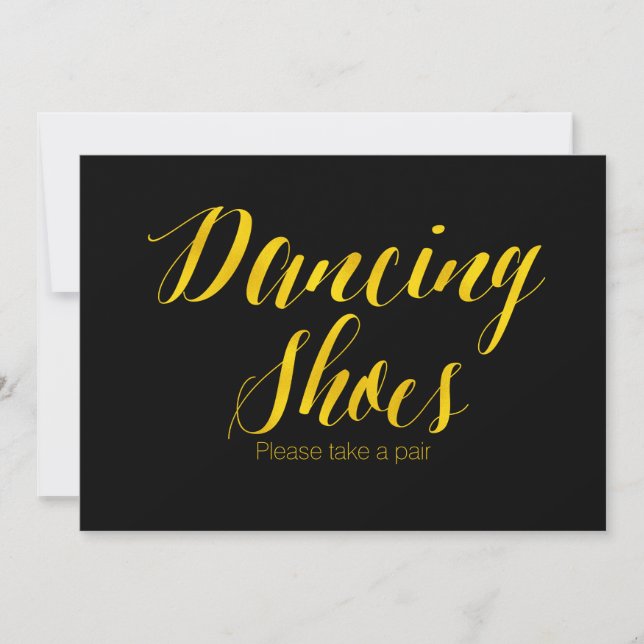 Invitation Panneau de mariage chic "Dancing Shoes" en feuille (Devant)