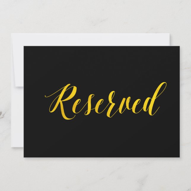 Invitation Panneau de mariage chic en faux papier doré "Réser (Devant)