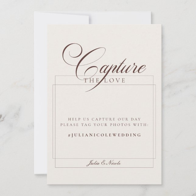 Invitation Panneau de mariage Classic Ivory Brown Capture The (Devant)