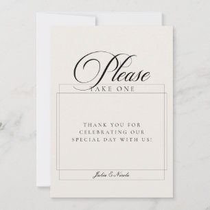 Invitation Panneau de mariage Classic Ivory Please Take A Fav