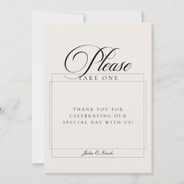Invitation Panneau de mariage Classic Ivory Please Take A Fav (Devant)