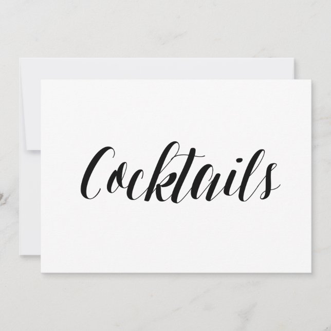 Invitation Panneau de mariage "Cocktails" de style calligraph (Devant)