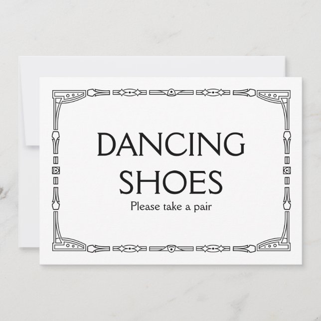 Invitation Panneau de mariage de style Art déco "Dancing Shoe (Devant)