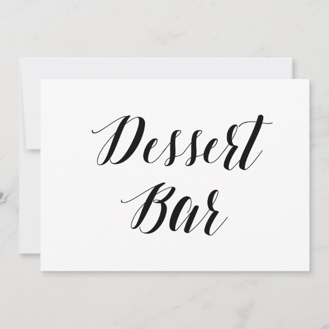 Invitation Panneau de mariage "Dessert Bar" de style calligra (Devant)