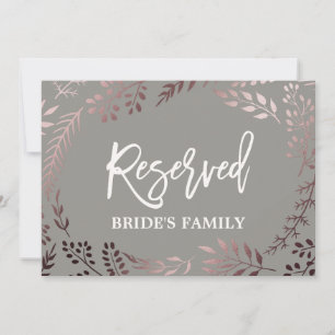 Invitation Panneau de mariage élégant rose gold et gris "Rése