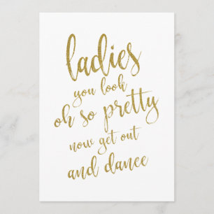 Invitation Panneau de Mariage Or pour Dames Toilettes Pas Che