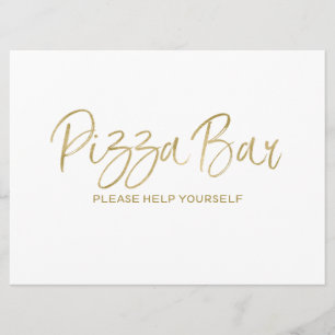 Invitation Panneau de mariage "Pizza Bar"   Doré élégant