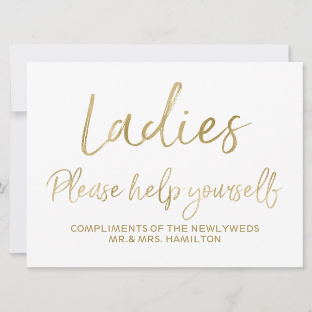 Invitation Panneau de mariage pour dames, servez-vous vous-mê (Devant)