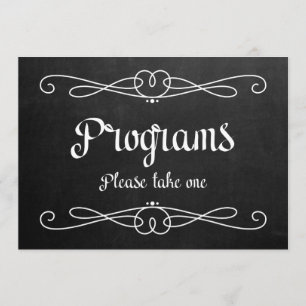 Invitation Panneau de mariage "Programmes" style tableau noir