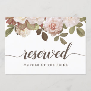 Invitation Panneau de mariage "Réservé" aux Roses françaises