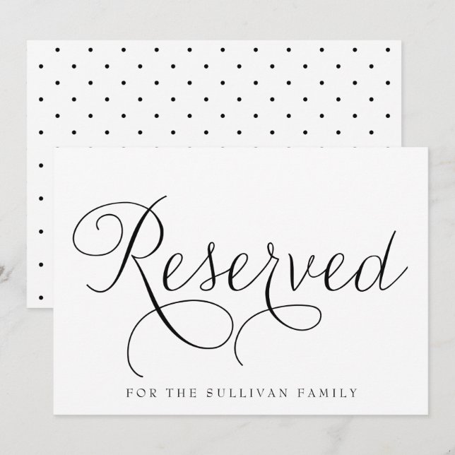 Invitation Panneau de mariage réservé Black Dainty Script (Devant / Derrière)