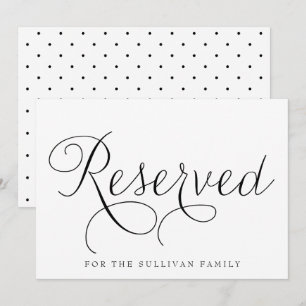 Invitation Panneau de mariage réservé Black Dainty Script