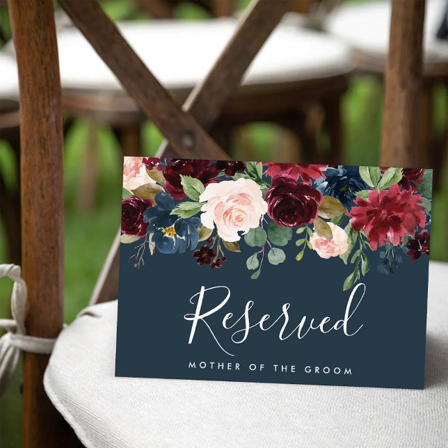 Invitation Panneau de mariage réservé Radiant Bloom | Bleu ma (Créateur téléchargé)