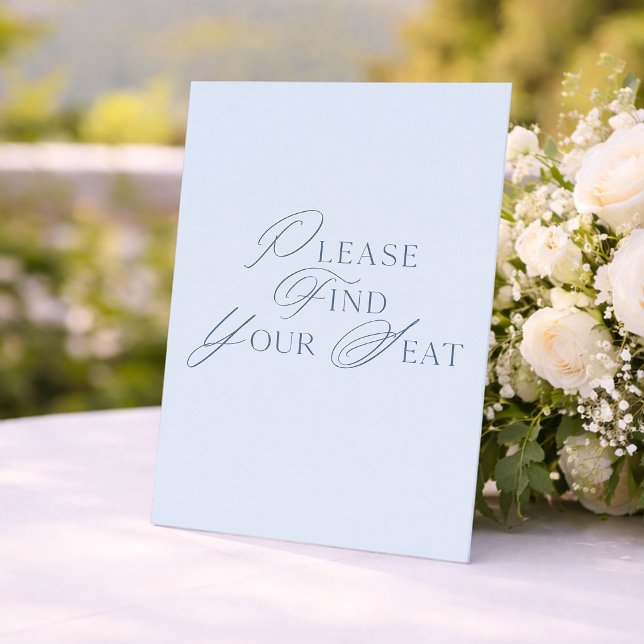 Invitation Panneau de mariage 'Script Bleu, Trouvez Votre Pla (Créateur téléchargé)