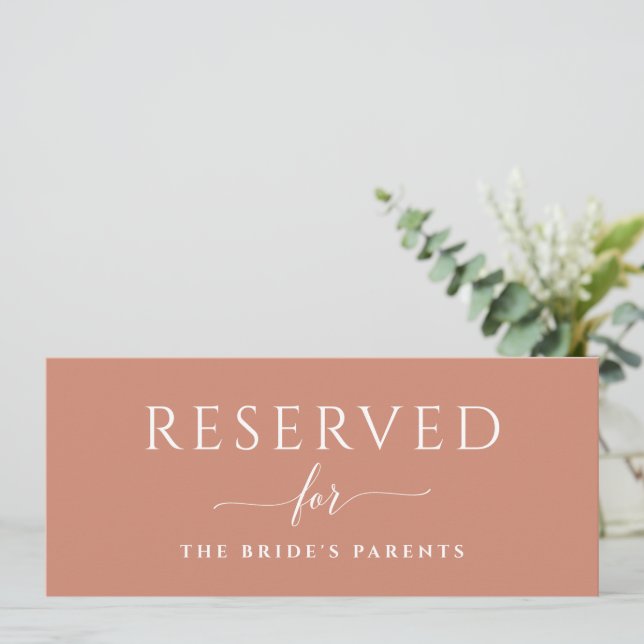 Invitation Panneau de mariage simple en terre cuite claire ré (Debout devant)