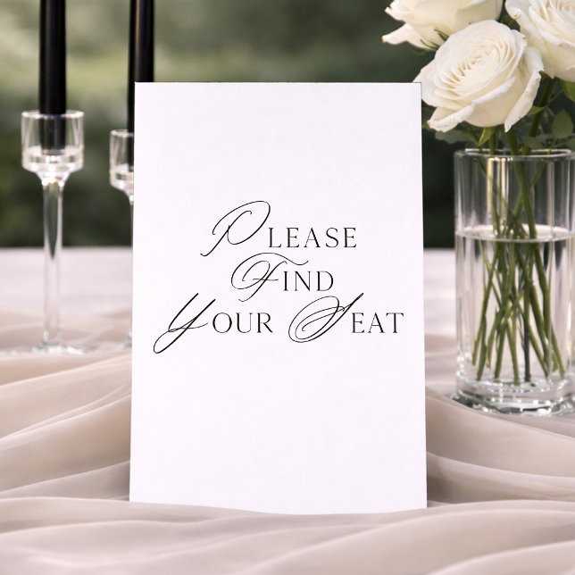 Invitation Panneau de mariage 'Trouvez votre siège' écriture  (Créateur téléchargé)