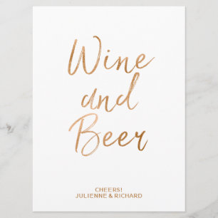 Invitation Panneau de mariage Vin et Bière   Rose dorée éléga