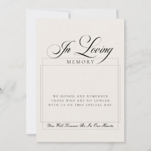 Invitation Panneau de mémoire classique en écriture noire en
