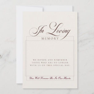 Invitation Panneau de mémoire classique en ivoire brun écritu