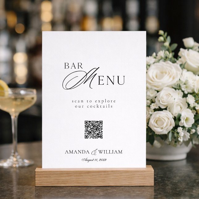 Invitation Panneau de menu de bar à code QR noir et blanc mod (Créateur téléchargé)