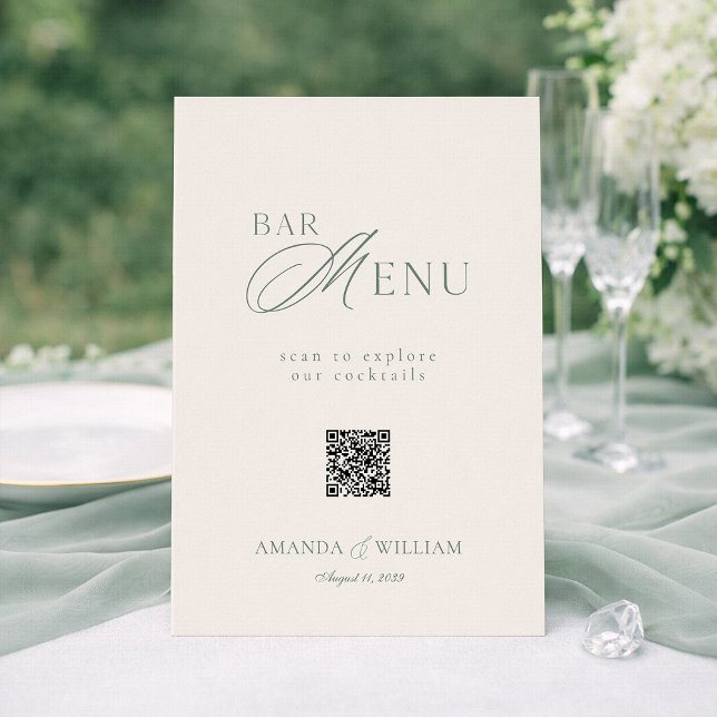 Invitation Panneau de menu de bar de mariage avec code QR ver (Créateur téléchargé)