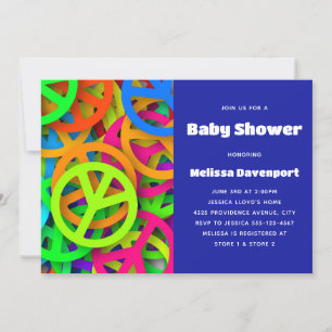 Invitation Panneau de Paix Motif Super 60 Vibe Baby shower