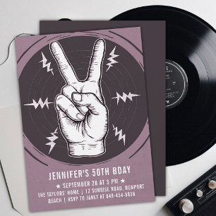 Invitation Panneau de Paix Rock Party Pink Adulte moderne Ann