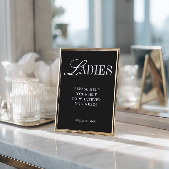 Invitation Panneau de panier de salle de bain élégant et mini (Elegant Minimalist Ladies Bathroom Basket Sign)