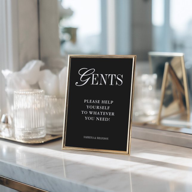 Invitation Panneau de panier de salle de bain élégant et mini (Elegant Minimalist Gents Bathroom Basket Sign)