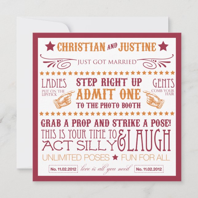 Invitation Panneau de Photomaton (Devant)