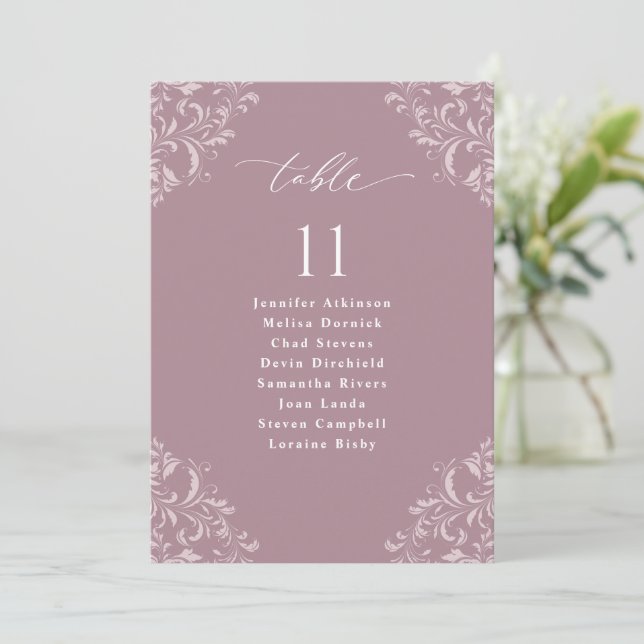Invitation Panneau de plan de table de mariage élégant mauve  (Debout devant)