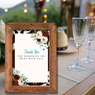 Invitation Panneau de remerciement turquoise Fleurs sauvages 